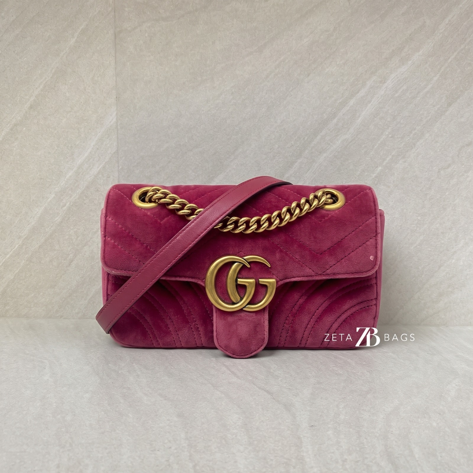 Gucci Marmont Mini Velvet Pink GHW